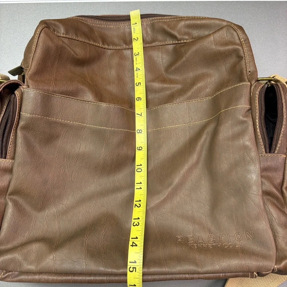 Kenneth Cole Reaction Brown Faux Leather Crossbody Messenger Bag Travel Satchel